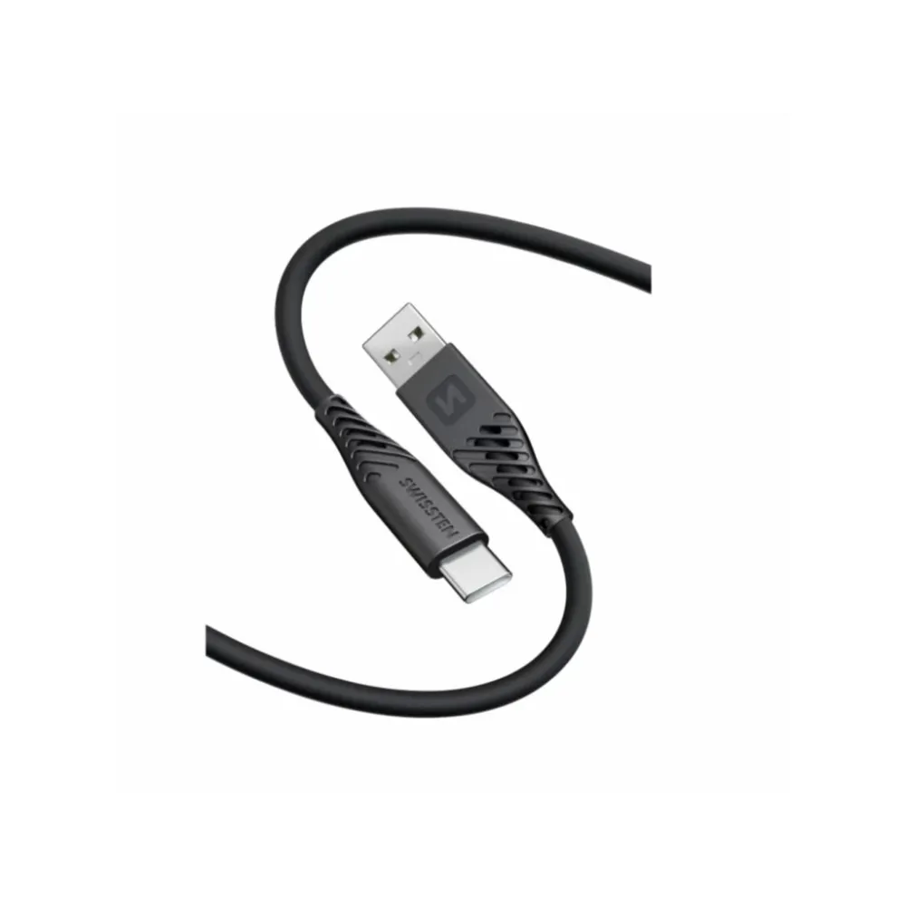 Swissten DATA CABLE SOFT SILICONE USB / USB-C 0,4 M BLACK