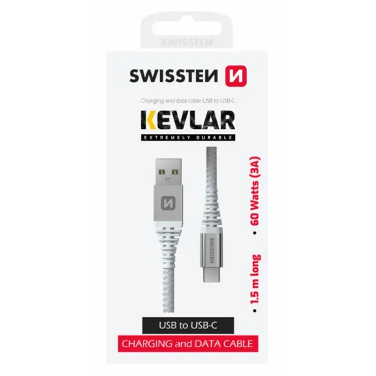 Swissten DATA CABLE KEVLAR USB / USB-C 1.5 M WHITE