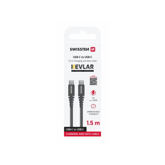 Swissten DATA CABLE KEVLAR USB-C / USB-C 1.5 M WHITE