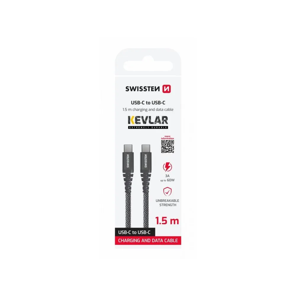 Swissten DATA CABLE KEVLAR USB-C / USB-C 1.5 M WHITE