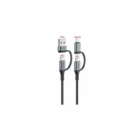 Swissten TEXTILE DATA CABLE 4in1 3A 1,5 M BLACK