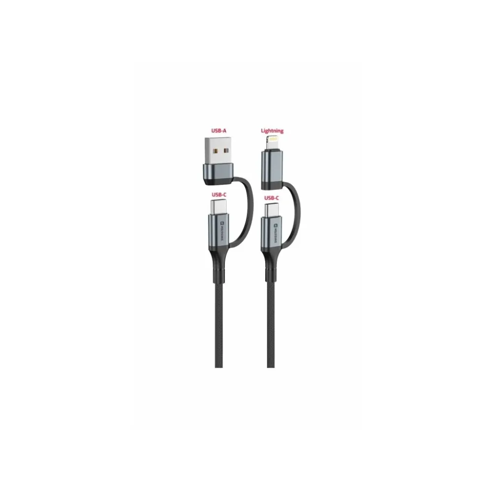 Swissten TEXTILE DATA CABLE 4in1 3A 1,5 M BLACK