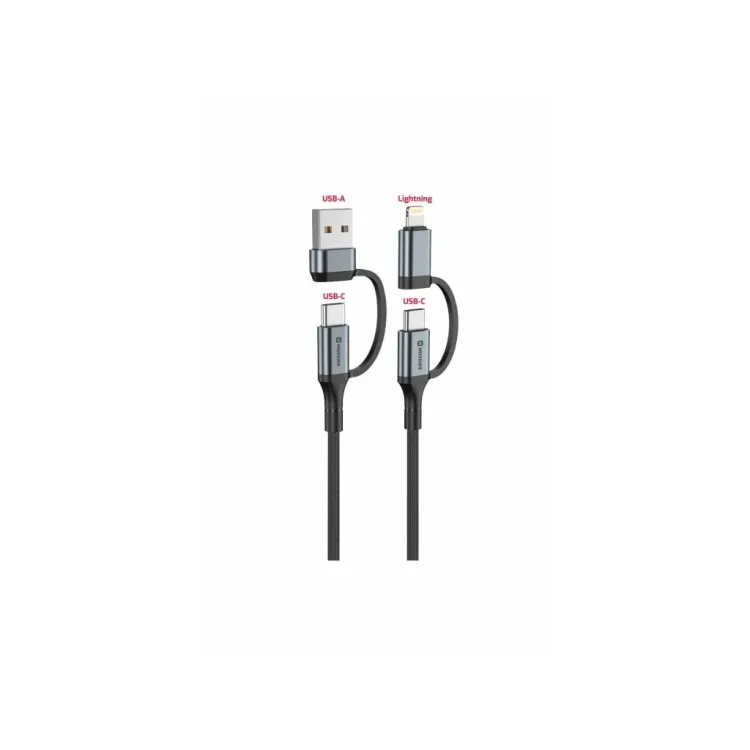 Swissten TEXTILE DATA CABLE 4in1 3A 1,5 M BLACK