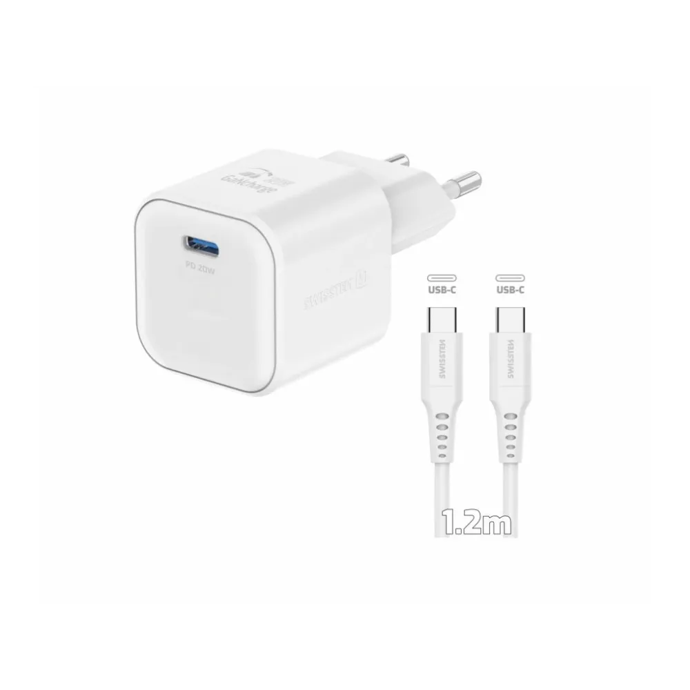 Swissten TRAVEL CHARGER EDGE GaN 1x USB-C 20W WHITE
