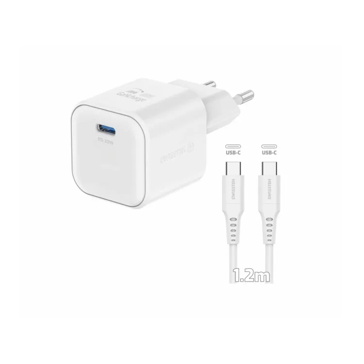 Swissten TRAVEL CHARGER EDGE GaN 1x USB-C 20W WHITE