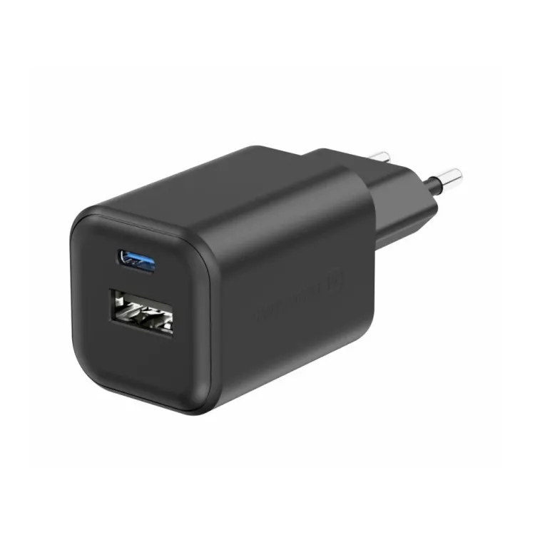 Swissten TRAVEL CHARGER EDGE GaN 1x USB-C PD 25W + 1x USB-A 18W QC BLACK