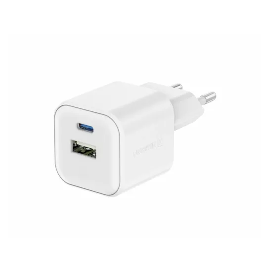 Swissten TRAVEL CHARGER EDGE GaN 1x USB-C PD 35W + 1x USB-A 18W QC, FOR UK PLUG WHITE