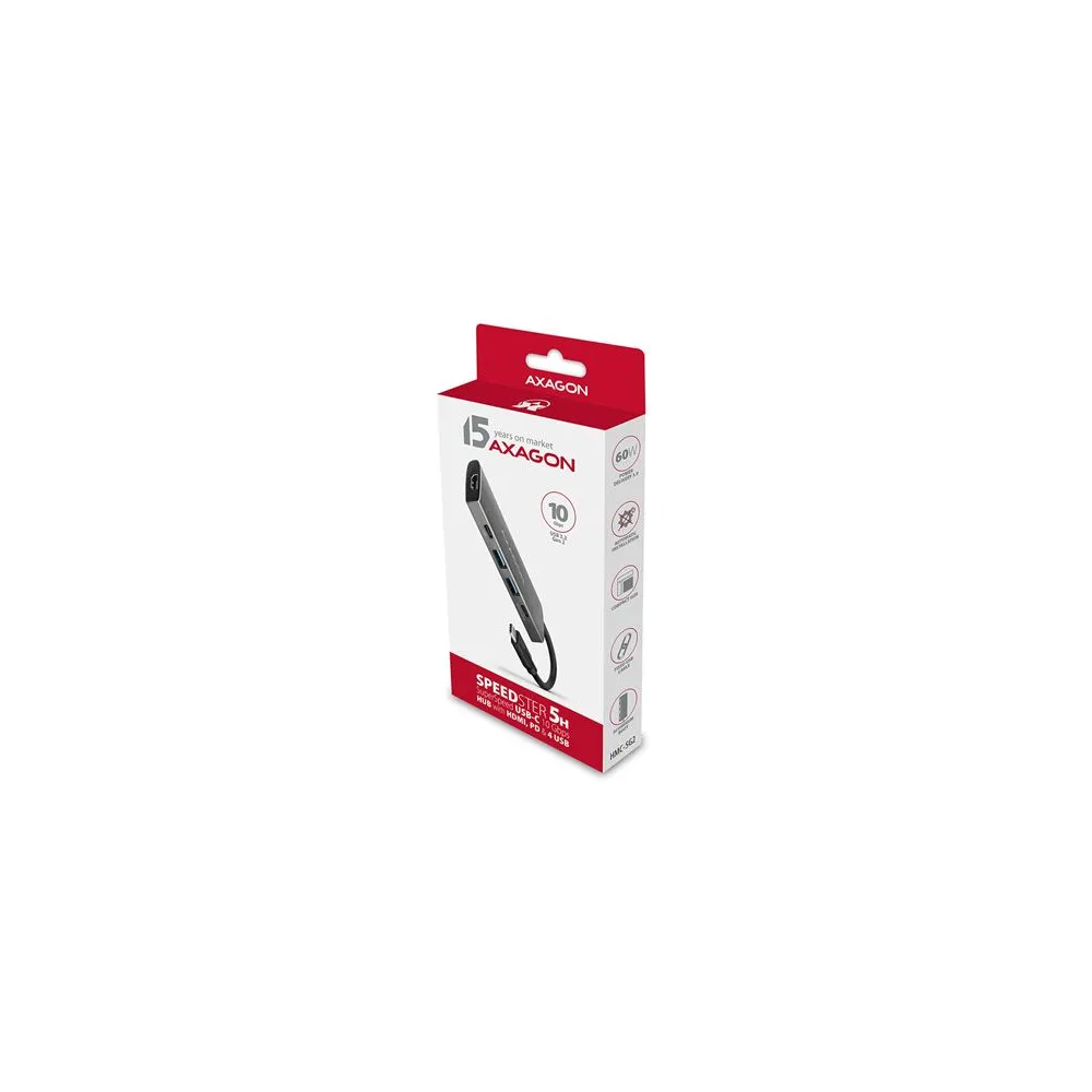 USB HUB USB-C -- 2xUSB3.2, 2xUSB-C(1x60W), HDMI (4K) AXAGON